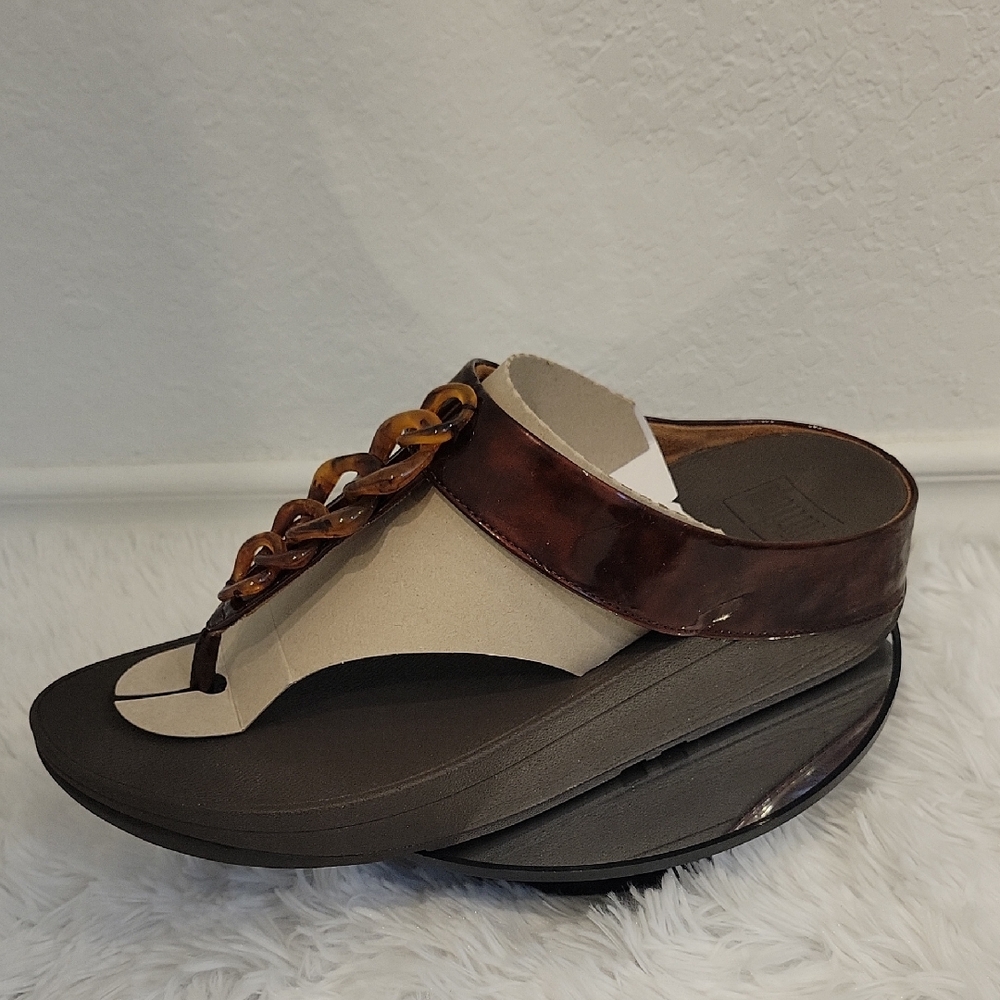 Fitflop Brown and Cream Ergonomic Sandals